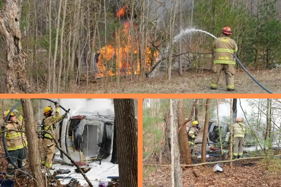 Car Erupts into Flames After Collision with Tree near South Haven